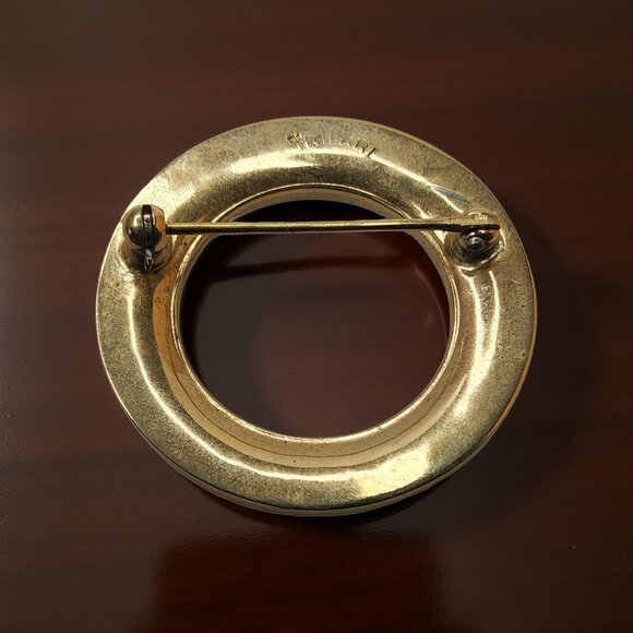 Vintage Mid 1939 –1955 Crown Trifari Circular Textured Brushed Brooch Pin - Picture 5 of 8